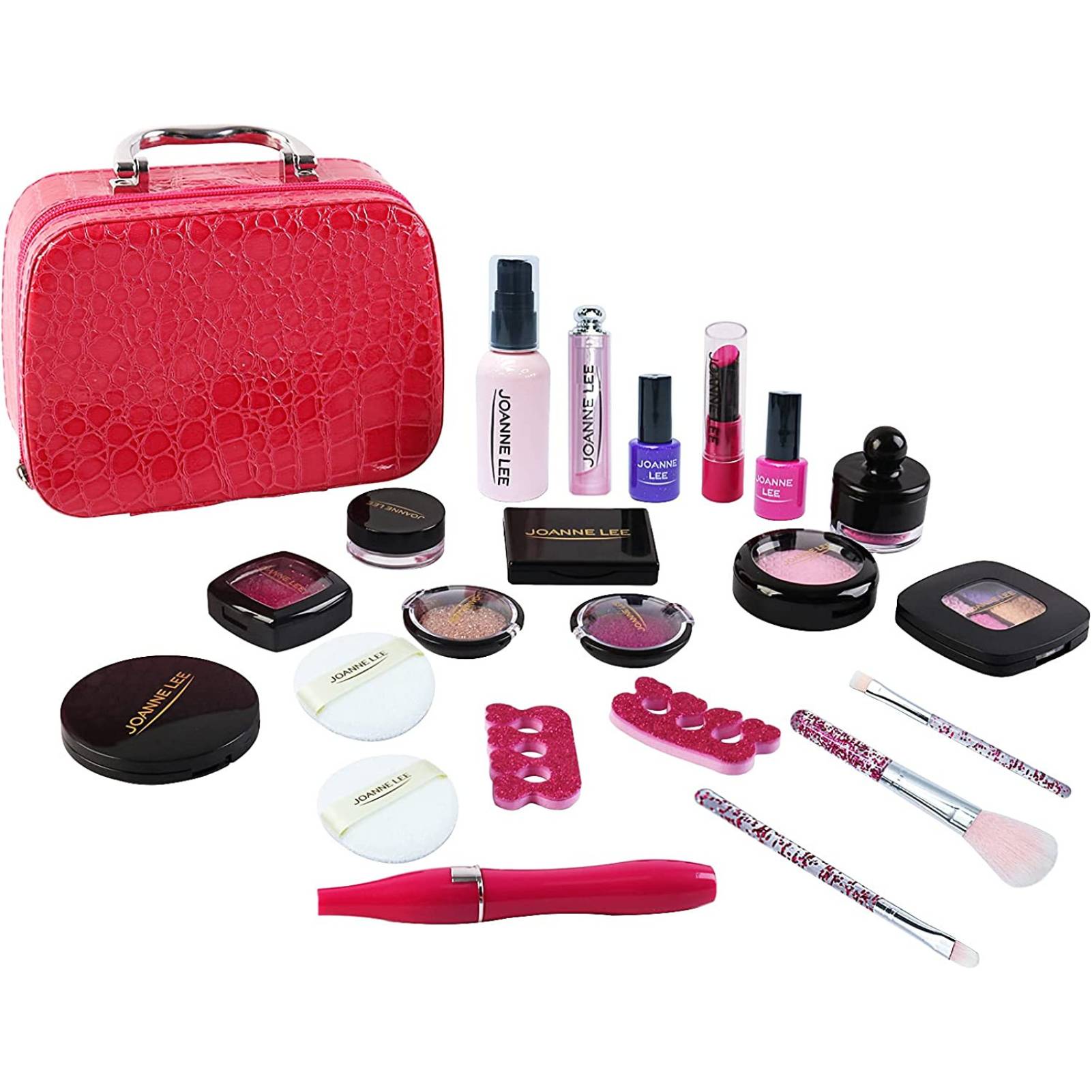 deAO Makeup Toy Set 23 Pieces Vanity Carry Case - Pink - Image 4