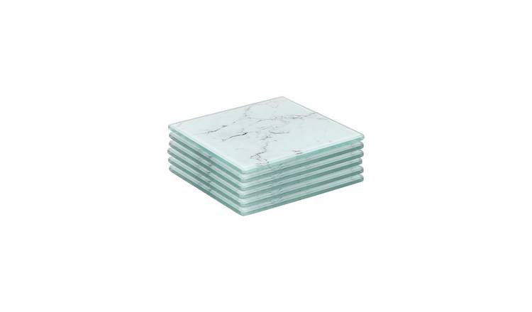Harbour Housewares Square Glass Coasters - Marble - Pack of 6