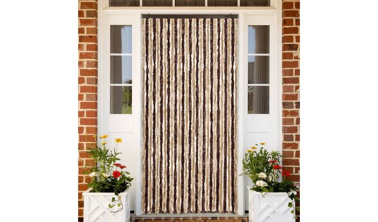 Walplus Chenille Insect Door Curtain - Beige and Light Brown - 118 x 220 cm