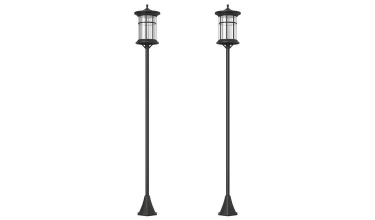 Outsunny 2 Pack Garden Lamp Post Lights for Patio - Black