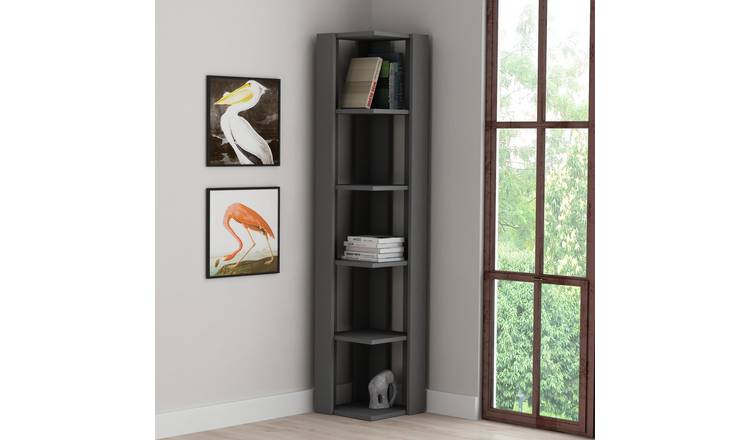 Decortie Nati Corner Particleboard Bookcase - Anthracite