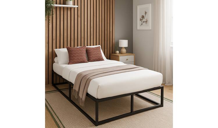 GFW Platform Single Metal Bedframe with Mattress - Black