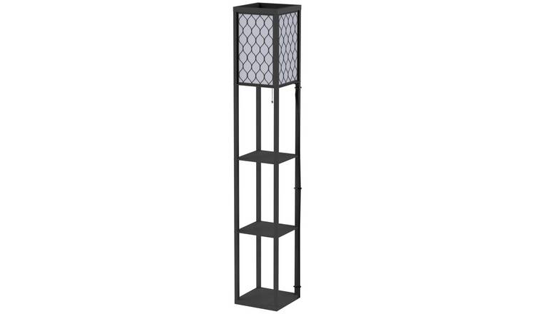 HOMCOM Modern Floor Lamp with Fabric Lampshade and Chain Switch - Black