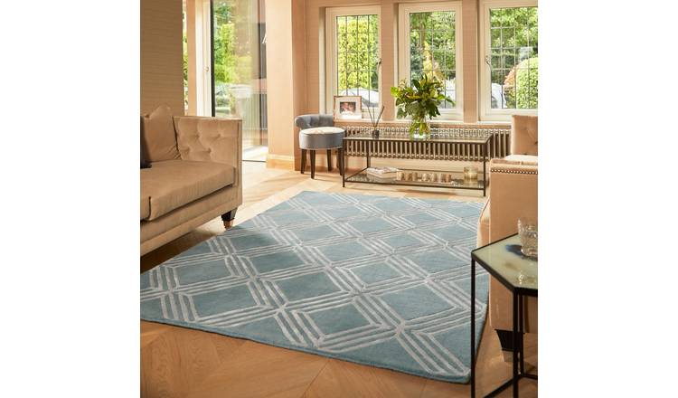 Mega Flooring Blue Handmade Geometric Rug - 120 x 170cm