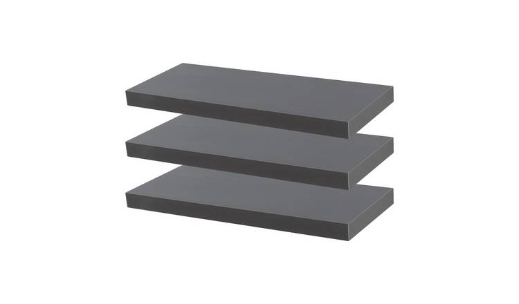 Harbour Housewares Contemporary Floating Wall Shelves - Grey - Set of 3