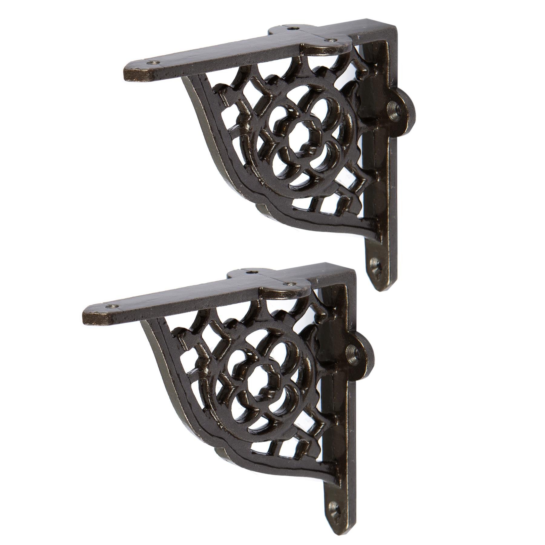 Hammer & Tongs Honeycomb Iron Shelf Bracket - Grey - Set of 2 - Image 1