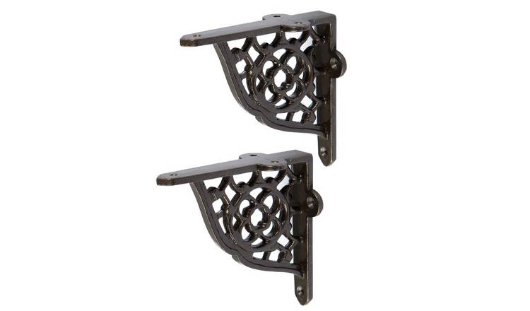 Hammer & Tongs Honeycomb Iron Shelf Bracket - Grey - Set of 2