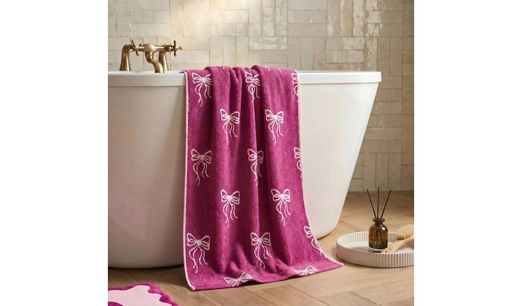 OHS Bows Pure Cotton Bath Towel - 70 x 115cm - Burgundy