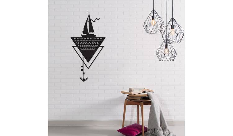Decortie Metal Wall Art Anchor Metal Hanging Decor - black