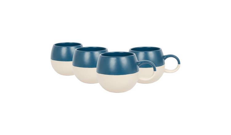 Nicola Spring Dipped Stoneware Sphere Mugs - 340ml - Navy - Pack of 4
