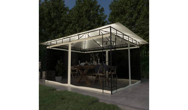 Walplus 4 x 3 x 2.73 m Gazebo with Mosquito Net and LED Lights - Cream