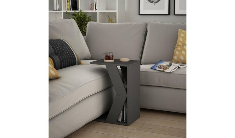 Decortie Naze Melamine Particleboard C-Shape Side Table - Anthracite Grey