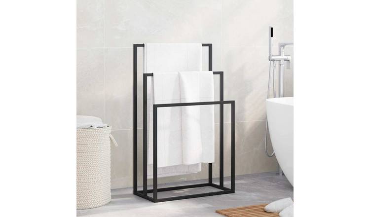 Walplus Iron Freestanding Towel Rack - Black - 48 x 24 x 79 cm