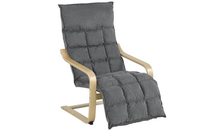 HOMCOM Linen-Look Fabric Accent Chair with Footrest - Grey