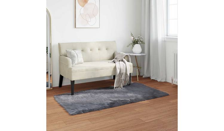 Walplus Tafalla Polyester Faux Sheepskin Rug - Anthracite - 80 x 150 cm