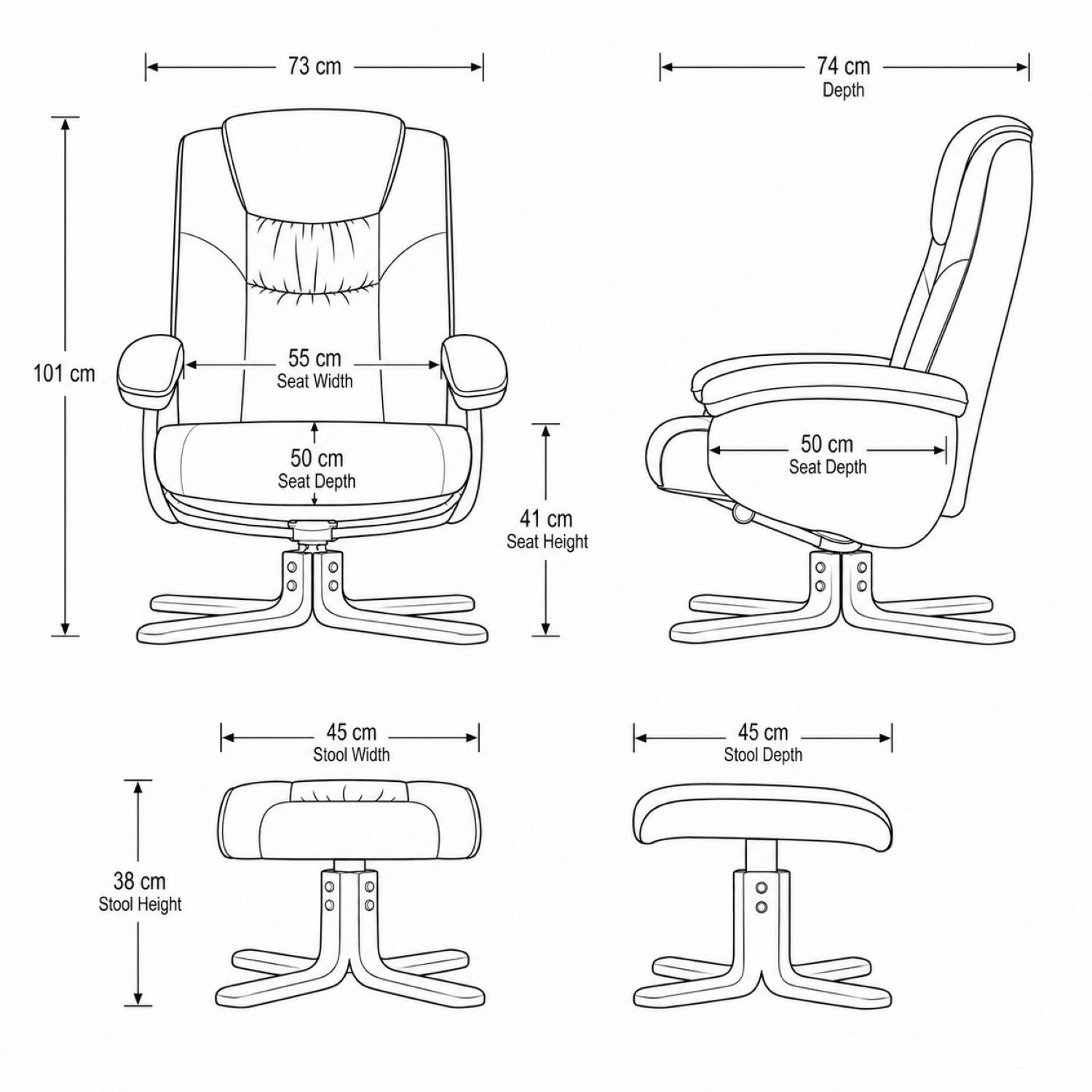 Artemis Home Severn Swivel Recliner Chair and Stool - Brown - Image 4
