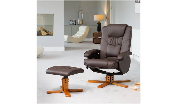 Artemis Home Severn Swivel Recliner Chair and Stool - Brown
