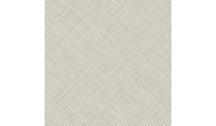 Grandeco Diagonal Basket Weave Wicker Rattan Texture Wallpaper - Neutral Beige