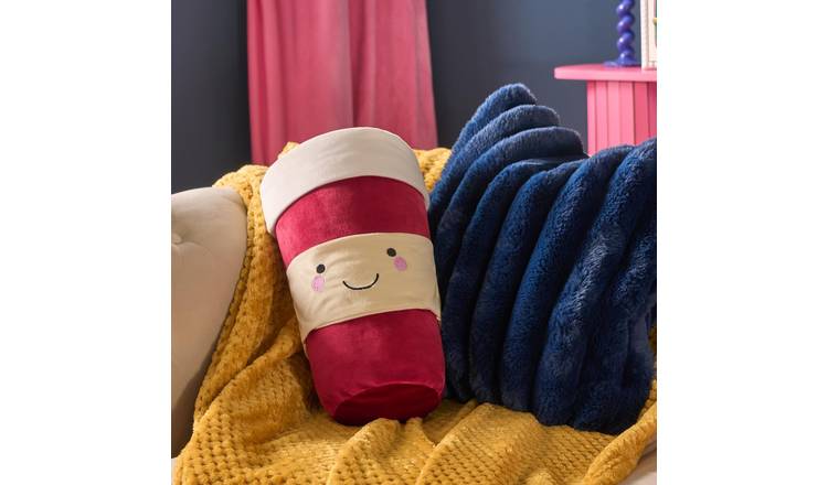 OHS Coffee Cup Shaped Scatter Cushion - Burgundy - 25 x 34cm