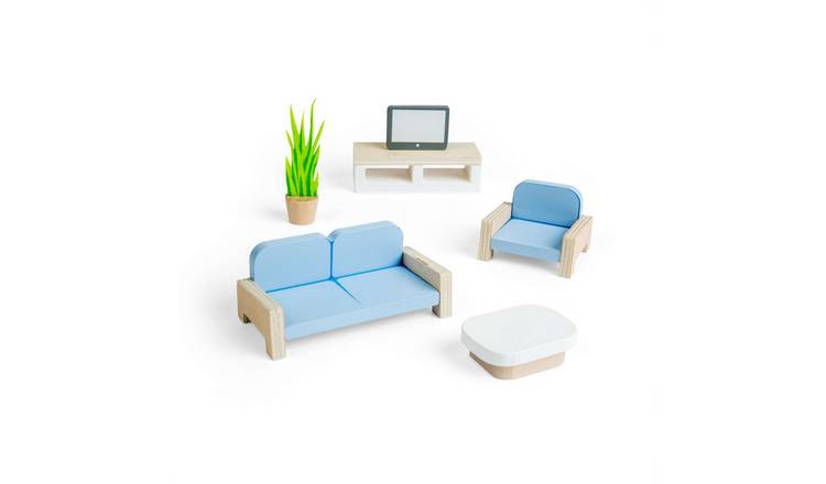 Bigjigs Toys Living Room Set for Dollshouse - 3 Years +