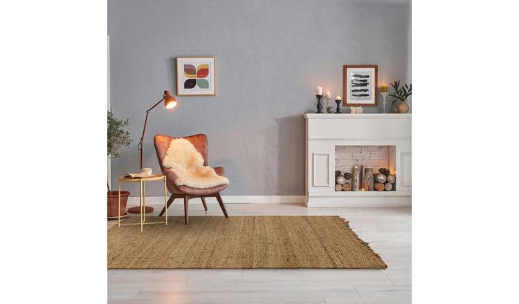 Mega Flooring Beige Handmade Plain Rug - 120 x 170cm