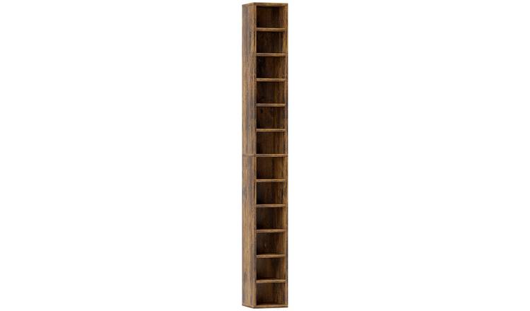 HOMCOM CD Storage Tower 12 Tiers - Rustic Brown