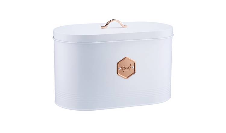 Cooks Professional Metal Bread Bin - White / Copper