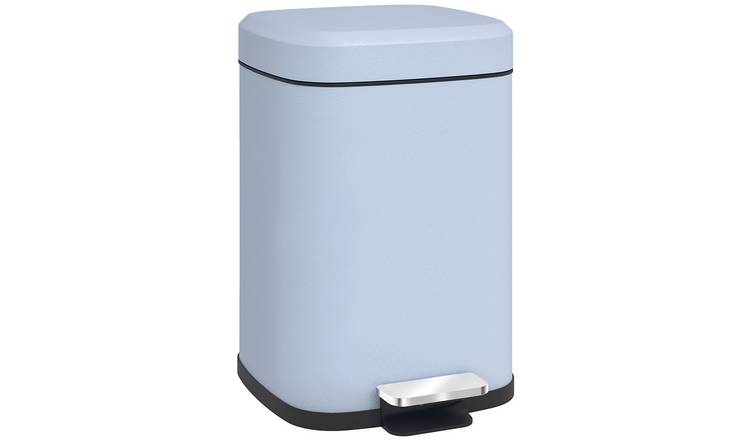 HOMCOM 12L Fingerprint Proof Pedal Bin with Removable Inner Bucket- Light Blue