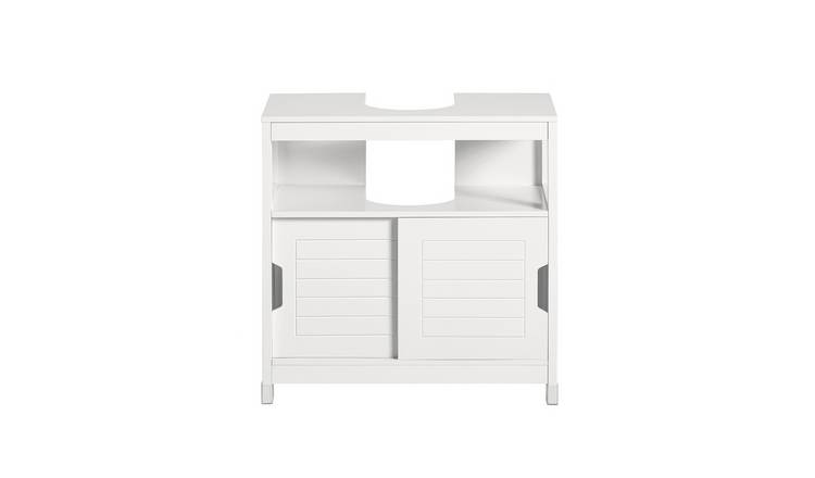 SoBuy 2 Sliding Door 1 Shelf Bathroom Vanity Unit Under Sink Cabinet - White