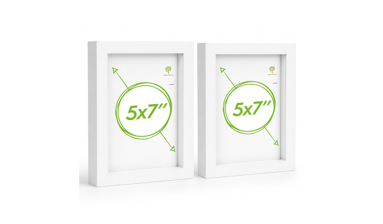 Nicola Spring 3D Box Photo Frames - 5 x 7" - Set of 2 - White