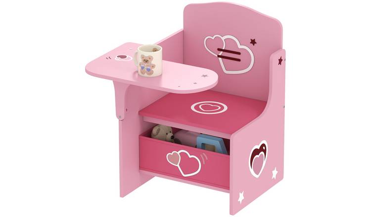 AIYAPLAY 2 in 1 Kids Table and Chairs Set with Storage Bins - Pink