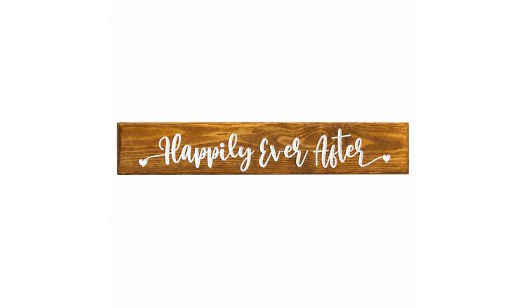 Peak Heritage Engraved Wooden Wedding Sign - L60cm - Happily Ever After