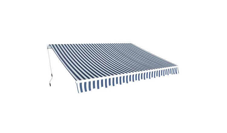 Walplus Polyester Awning - Blue and White - 350 x 250 cm