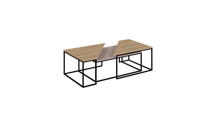 Decortie Ohlady Particleboard and Metal Nesting Coffee Table Set - Mocha & Oak