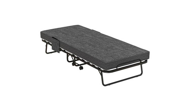 HOMCOM Folding Bed with 10cm Mattress and Side Pockets - Dark Grey