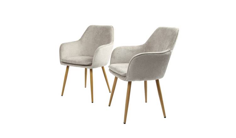 HomeGardenDirect Muse Woven Yarn Chair Set of 2 Ash Effect Leg  - Beige