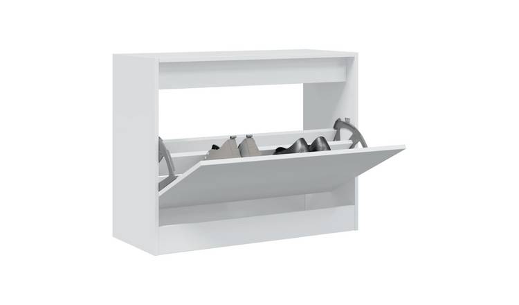 Walplus Engineered Wood Shoe Cabinet - White - 80 x 34 x 63 cm