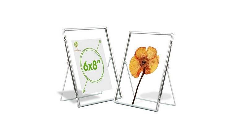 Nicola Spring Standing Metal Photo Frames - 6" x 8" - Set of 2 - Silver