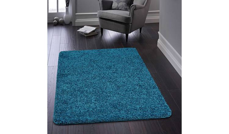 Mega Flooring Blue Shaggy Plain Runner - 67 x 200cm