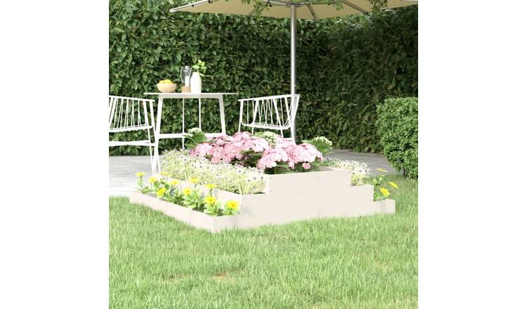 Walplus Wood Garden Planter - White V2 - 110 x 110 x 27 cm