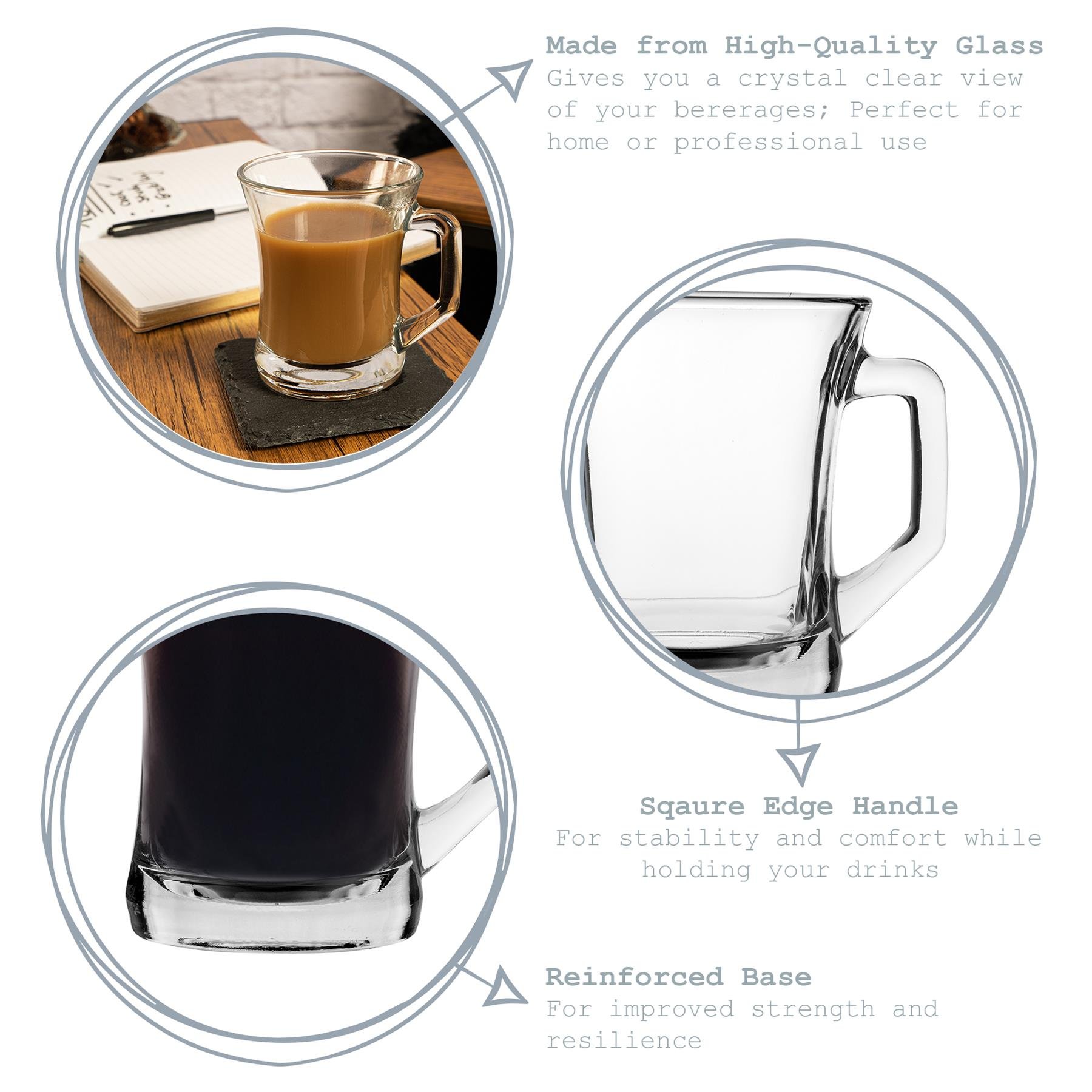 LAV Zen+ Glass 225ml Coffee Mugs Pack of 6 - Multicolour - Image 2