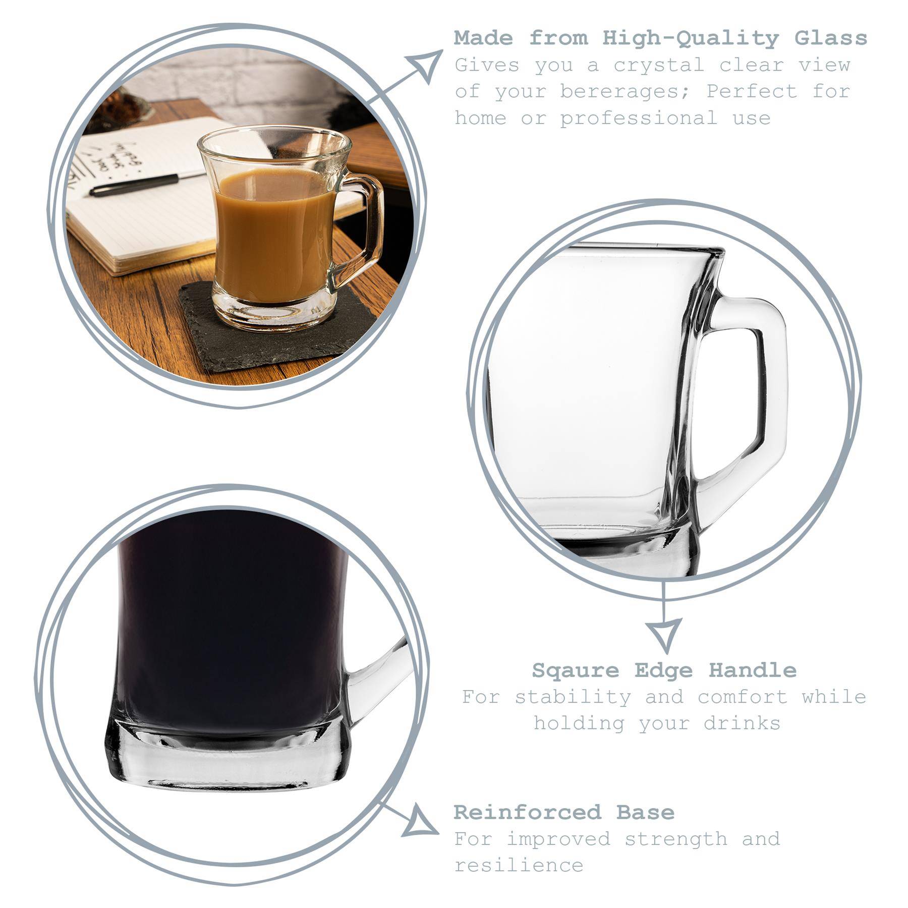 LAV Zen+ Glass 225ml Coffee Mugs Pack of 6 - Multicolour - Image 2