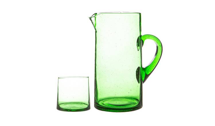 Nicola Spring Merzouga Recycled Glass Tumblers with Jug - Green
