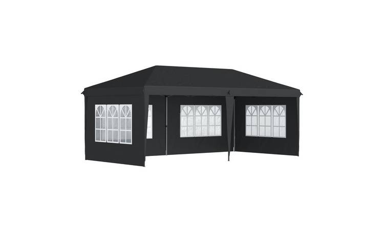 Outsunny Adjustable Window Sidewall Pop Up Gazebo - Black