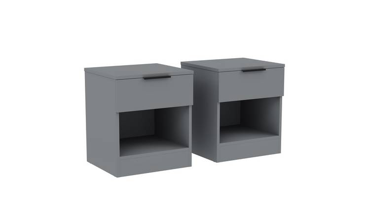 Vida Designs Trega 1 Drawer Set Of 2 Bedside Chest - Grey