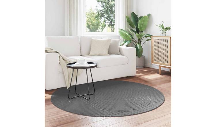 Walplus Palmeras Polyester Round Area Rug - Anthracite - 120 x 120 cm