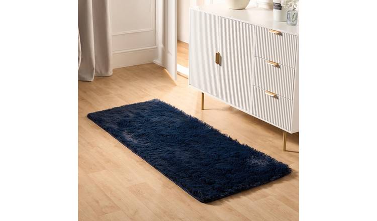 OHS Soft Fluffy Fleece Rug Runner - 60 x 150cm - Navy