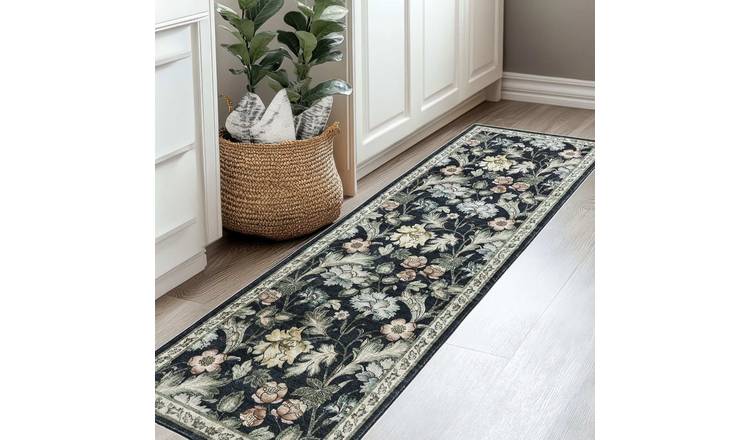 The Rugs Multicoloured Classical Midnight Florals Runner Rug - 60 x 180cm