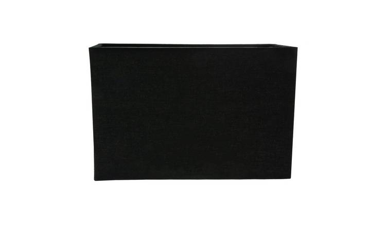 Happy Homewares Jet Black Linen Fabric Rectangular Lampshade - 29cm
