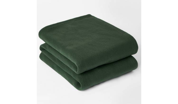 OHS Plain Fleece Blanket Throw 120 x 150cm - Forest Green